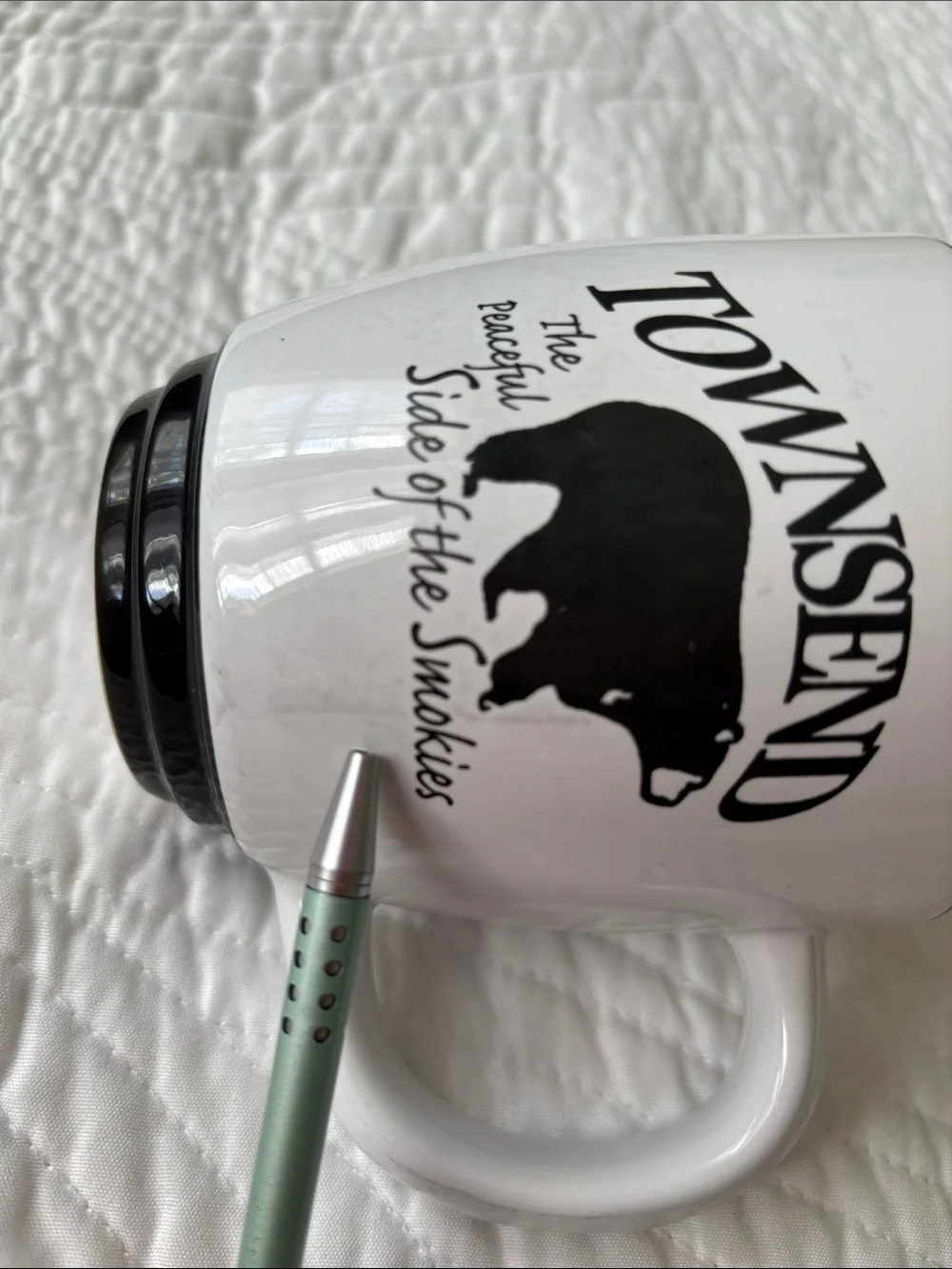 Townsend Smokey Mountains Black Bear Trailhead Steakhouse Coffee Mug black white